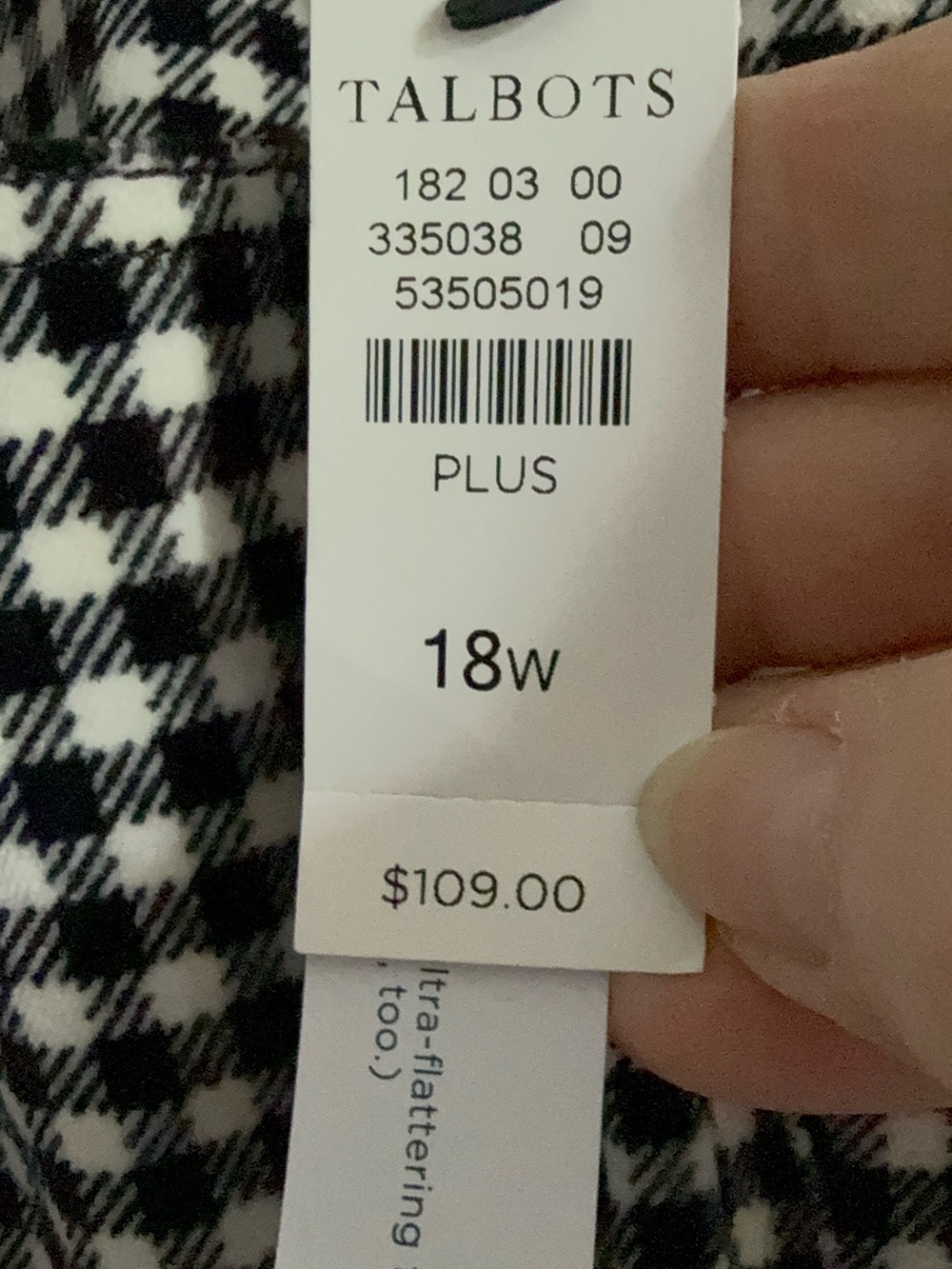 Talbots Black and White Gingham Straight Leg Pants - Picture 4 of 9